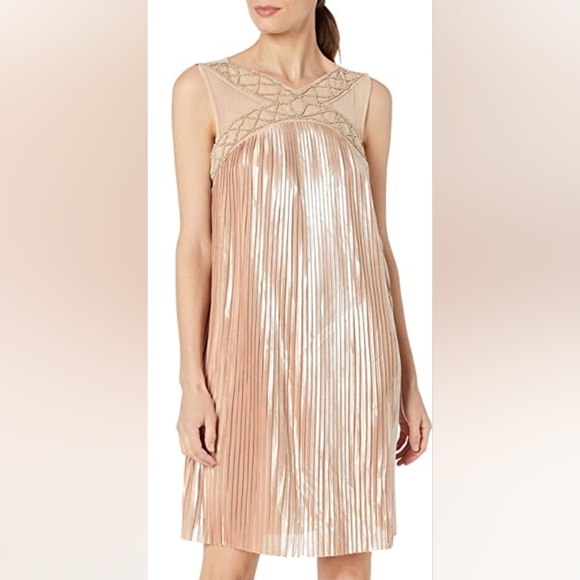 NWT, Jax Black Label Illusion Pleated Trapeze Dress - Picture 9 of 16